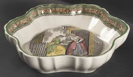 Cries of London (Green & Brown rim) Large Fruit Bowl by Adams China
