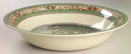 Cries of London (Green & Brown rim) 10" Round Vegetable Bowl by Adams China