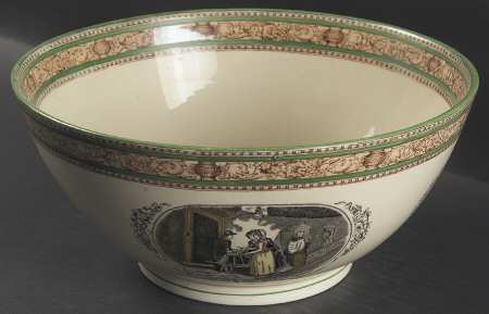 Cries of London (Green & Brown rim) 10" Large Salad Serving Bowl by Adams China