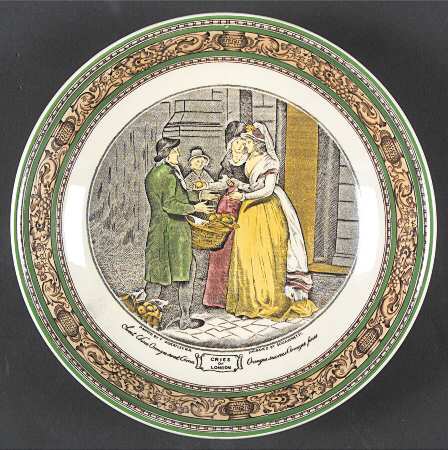 Cries of London (Green & Brown rim) Saucer for Jumbo Cup by Adams China
