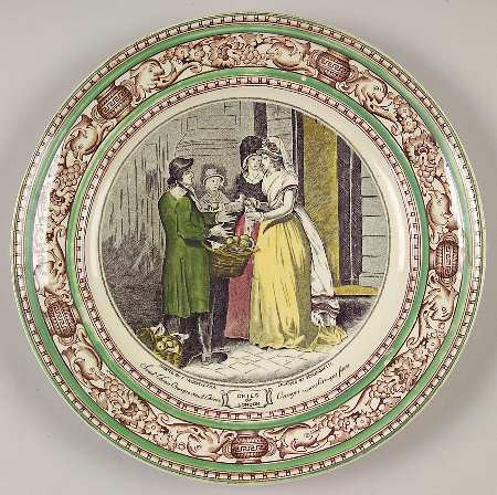 Cries of London (Green & Brown rim) Salad Plate by Adams China