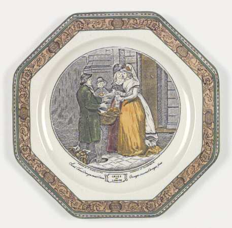 Cries of London (Green & Brown rim) Octagonal Salad Plate