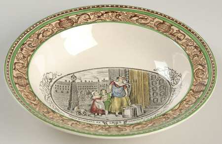 Cries of London (Green & Brown rim) Rim Cereal Bowl by Adams China