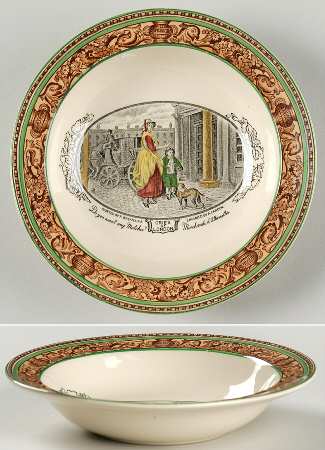 Cries of London (Green & Brown rim) Rim Cereal Bowl by Adams China
