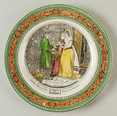 Cries of London (Green & Brown rim) Dinner Plate
