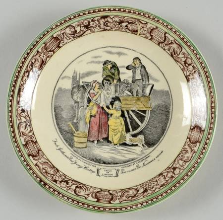 Cries of London (Green & Brown rim) Saucer for Flat Cup