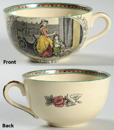 Cries of London (Green & Brown rim) Flat Cup
