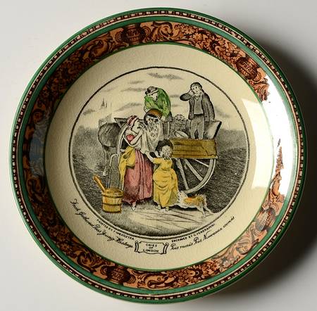 Cries of London (Green & Brown rim) Saucer for Flat Cup