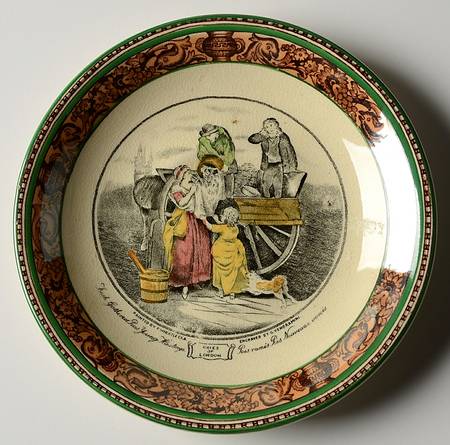 Cries of London (Green & Brown rim) Saucer for Flat Cup