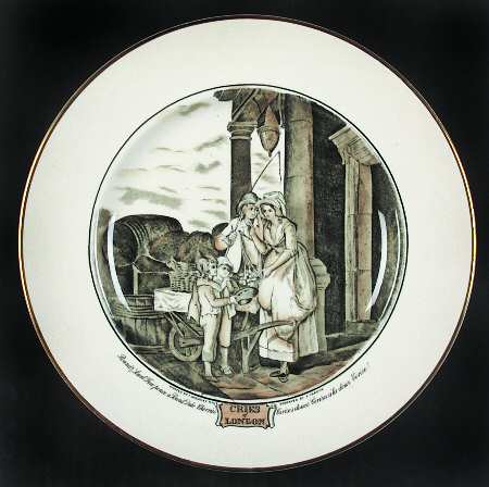 Cries of London (Bl & W Scenes, Cream Rim) Luncheon Plate