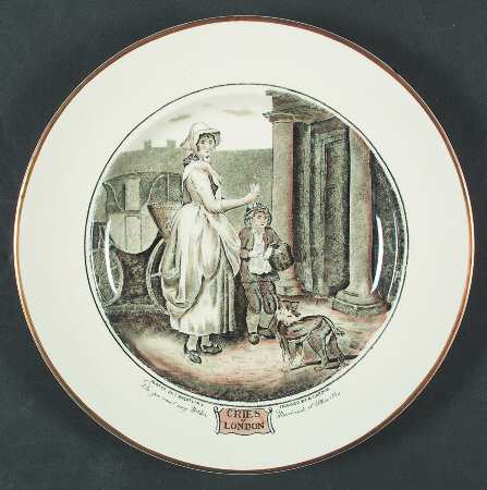 Cries of London (Bl & W Scenes, Cream Rim) Luncheon Plate by Adams China