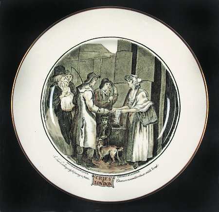 Cries of London (Bl & W Scenes, Cream Rim) Luncheon Plate