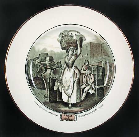 Cries of London (Bl & W Scenes, Cream Rim) Luncheon Plate