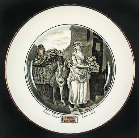 Cries of London (Bl & W Scenes, Cream Rim) Luncheon Plate