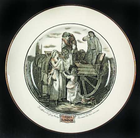 Cries of London (Bl & W Scenes, Cream Rim) Luncheon Plate