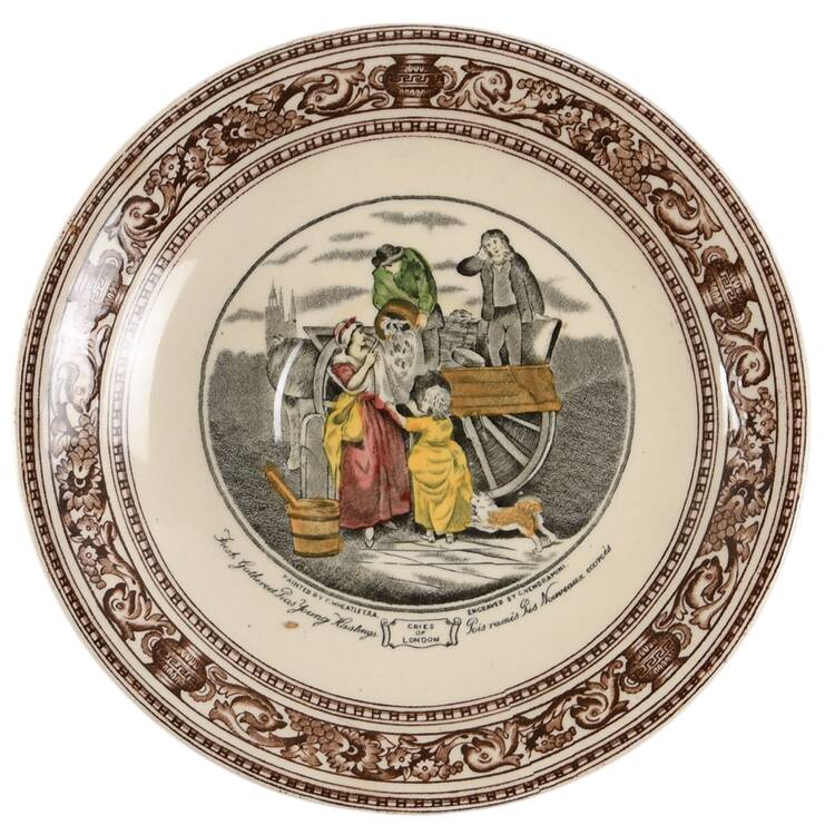 Cries of London (Brown Border) Saucer for Flat Cup