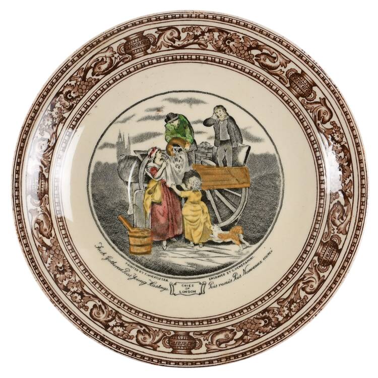 Cries of London (Brown Border) Saucer for Flat Cup