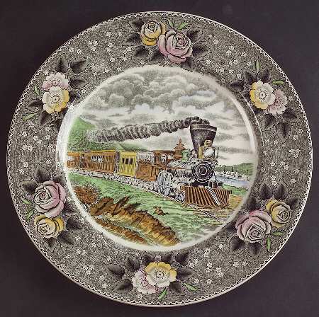 Currier & Ives Gray, Multicolor Dinner Plate