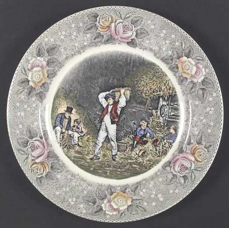 Currier & Ives Gray, Multicolor Dinner Plate