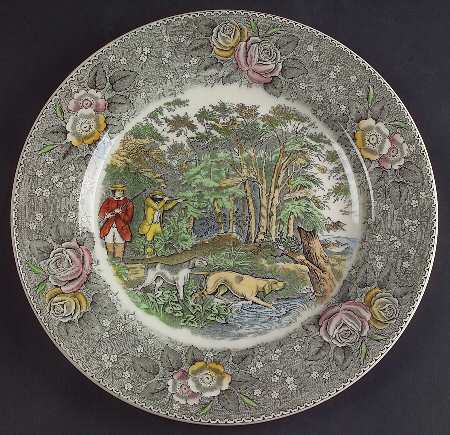 Currier & Ives Gray, Multicolor Dinner Plate