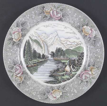 Currier & Ives Gray, Multicolor Dinner Plate