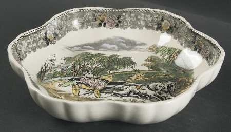 Currier & Ives Gray, Multicolor Melon Bowl 8"