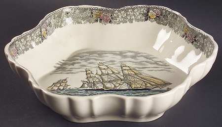 Currier & Ives Gray, Multicolor 9" Melon Bowl