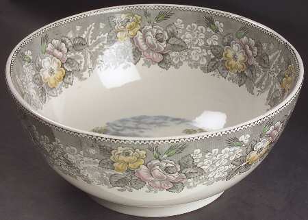 Currier & Ives Gray, Multicolor 11" Large Salad Serving Bowl