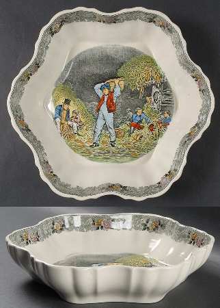 Currier & Ives Gray, Multicolor 10" Melon Bowl