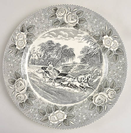 Currier & Ives Black Dinner Plate