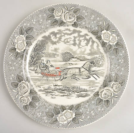 Currier & Ives Black Dinner Plate