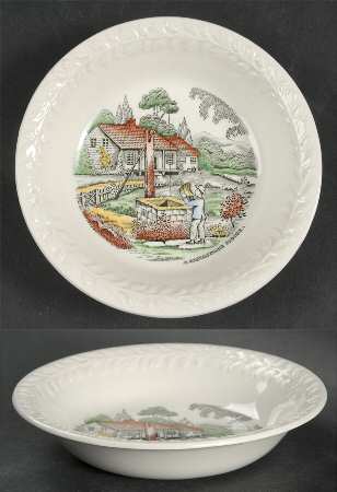 Currier & Ives (Raised Border, Cream Body) Fruit/Dessert (Sauce) Bowl