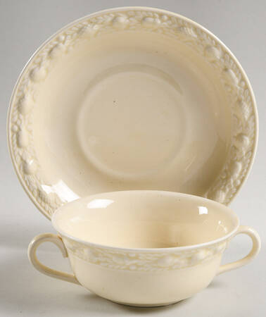 Della Robia Cream (Titian Ware) Flat Cream Soup Bowl & Saucer Set