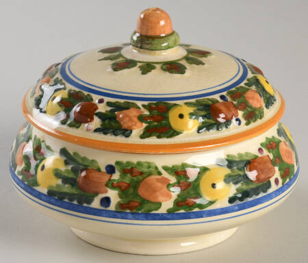 Della Robia Multicolor on Cream Sugar Bowl & Lid