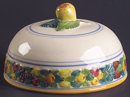 Della Robia Multicolor on Cream Lid for Muffin Dish