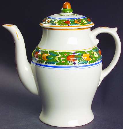 Della Robia Multicolor on White Coffee Pot & Lid