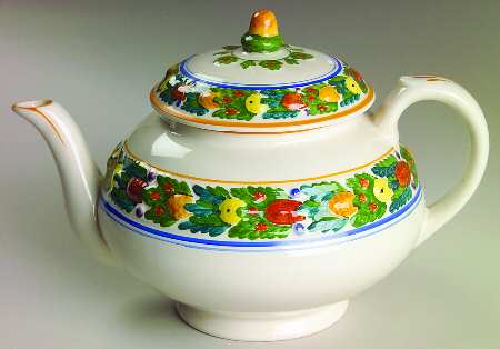 Della Robia Multicolor on White Teapot & Lid