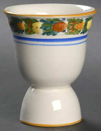 Della Robia Multicolor on White Double Egg Cup