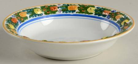 Della Robia Multicolor on White Fruit/Dessert (Sauce) Bowl