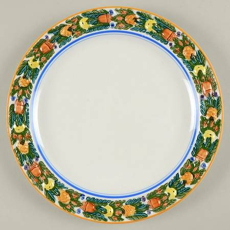 Della Robia Multicolor on White Luncheon Plate