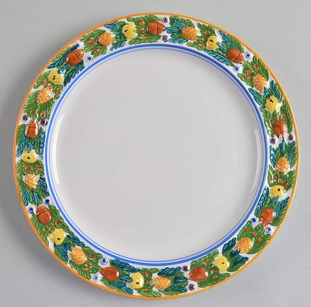 Della Robia Multicolor on White Salad Plate