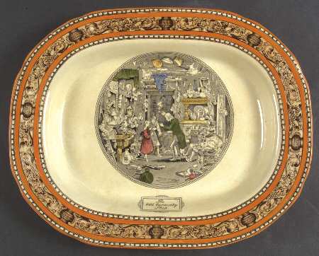 Dickens Orange (Old Back Stamp) 13" Oval Serving Platter