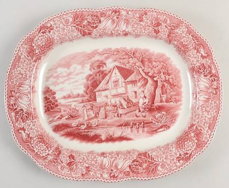 English Countryside Pink 14" Oval Serving Platter