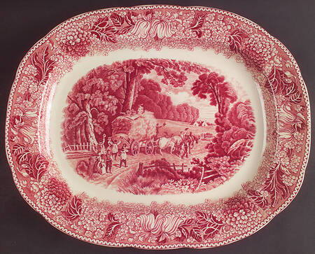 English Countryside Pink 15" Oval Serving Platter