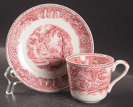 English Countryside Pink Flat Demitasse Cup & Saucer Set