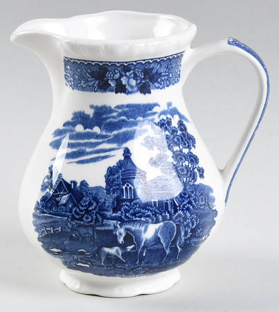 English Scenic Blue (Scalloped) 12 Oz Pitcher