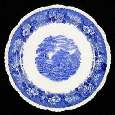 English Scenic Blue (Scalloped) 12" Chop Plate (Round Platter)