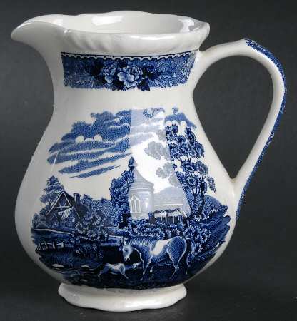 English Scenic Blue (Scalloped) Creamer
