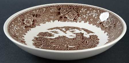 English Scenic Brown (Scalloped) Coupe Soup Bowl