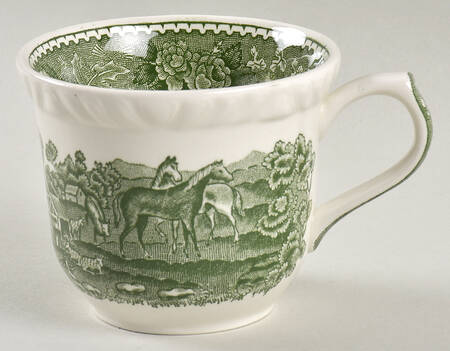 English Scenic Green (Scalloped) Flat Cup